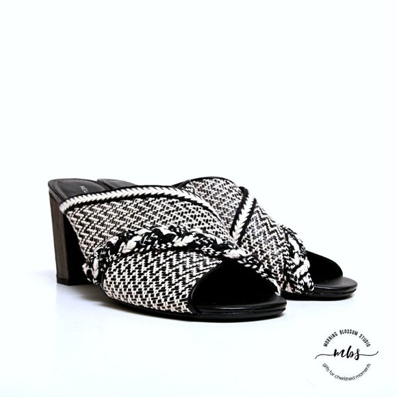 NWT Kelsi Dagger Brooklyn Cosmo Tweed Slide Block Heeled Sandals - Picture 2 of 12